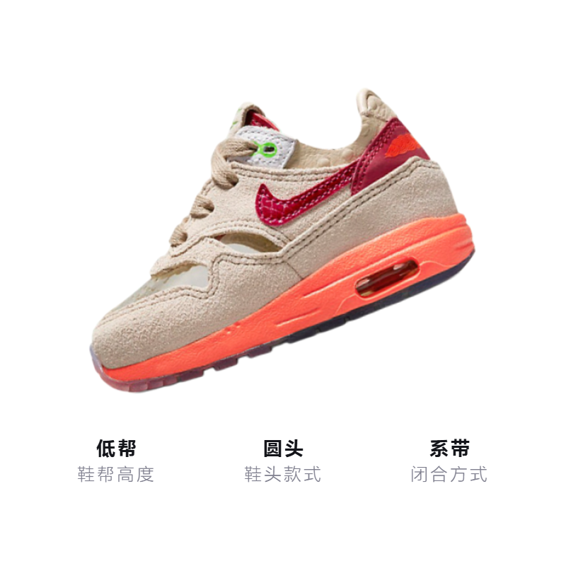 Кроссовки CLOT x Nike Air Max 1 Kiss of Death (коричнево-красные) — Коричневый / красный — фото 3