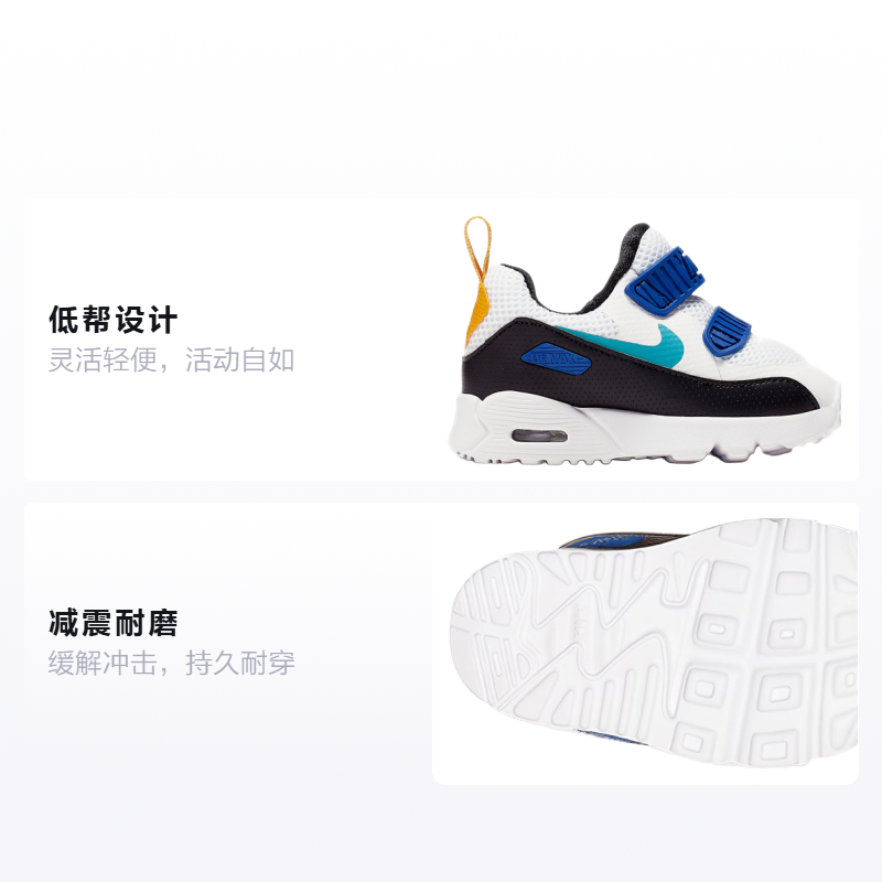 Детские кроссовки Nike Air Max 90 (бело-синие) — фото 2