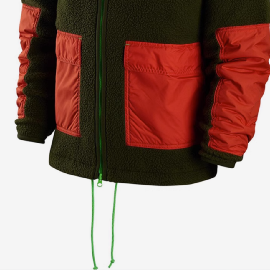 Nike Embroidery Logo Zippers Stand Collar Polar Fleece Fitted Fleece Lined Fleece Clothing Men’s Rugged Green