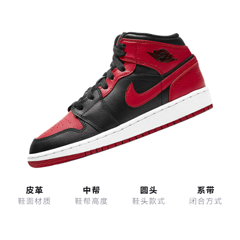 Кеды Jordan Air Jordan 1 Mid (черно-красный) — фото 3