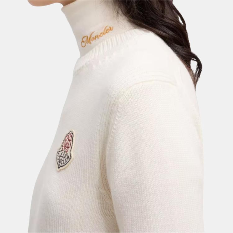 Женский свитер Moncler Crew Neck Tricot (бежевый) — фото 3