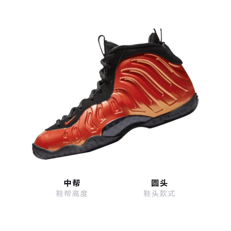 Кроссовки Nike Foamposite One GS (оранжево-красные) — фото 3