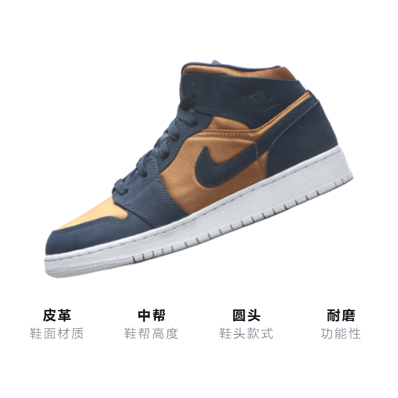 Кеды Jordan JordanAir Jordan 1 Mid Obsidian Desert Ochre GS (желто-синий) — Жёлтый / синий — фото 3