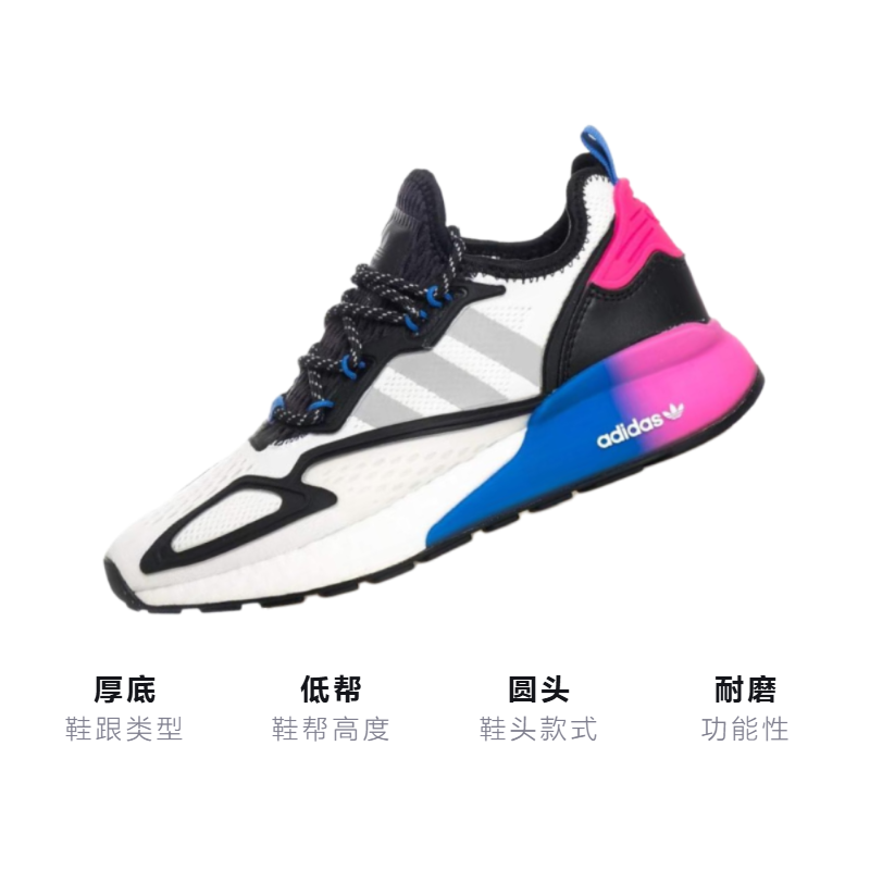 Кроссовки adidas originals ZX 2K Boost J (черно-розово-голубые) — фото 3