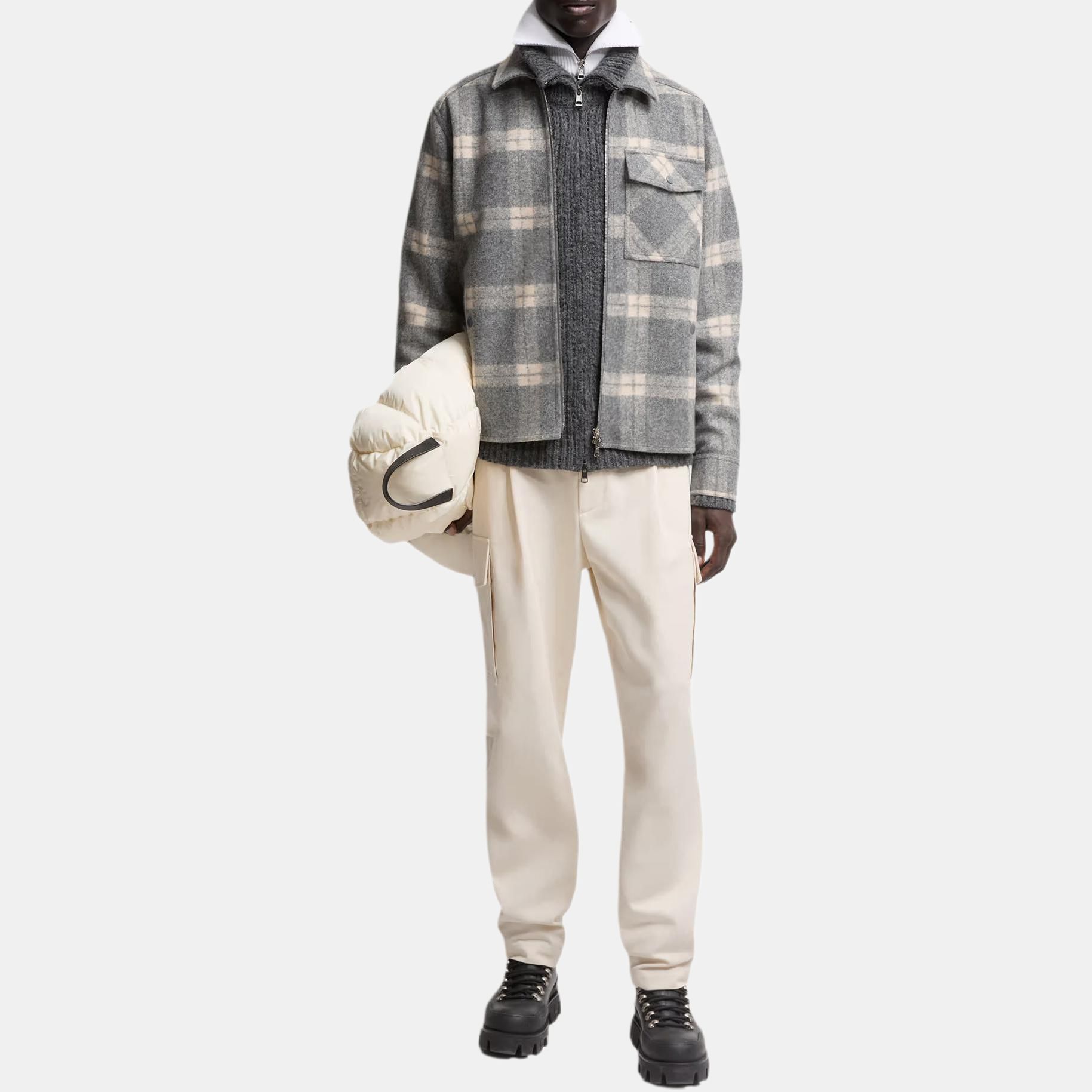 Мужская рубашка Moncler Tartan Long Sleeve (разноцветная) — фото 3