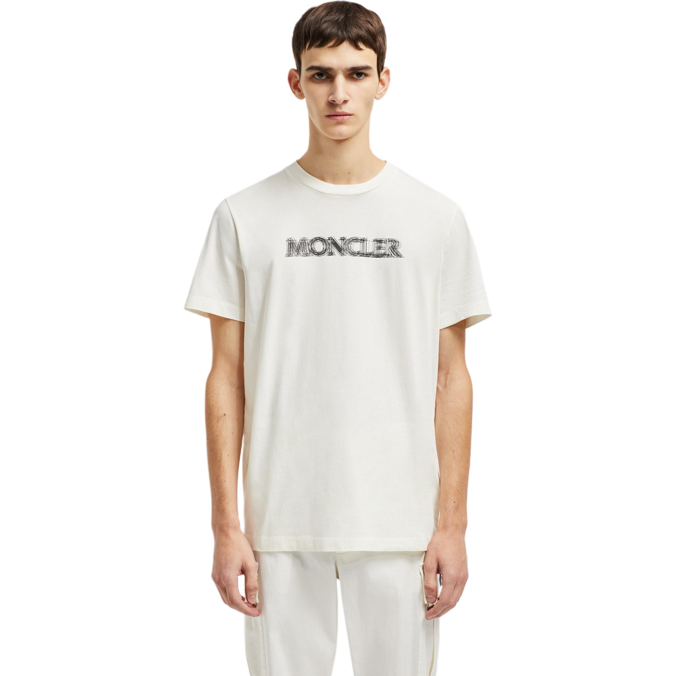 Мужская футболка Moncler White Blurred (белая) — фото 2