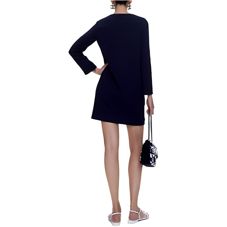 Женское платье Chanel SS21 Tweed V-Neck Dress (темно-синий) — фото 2