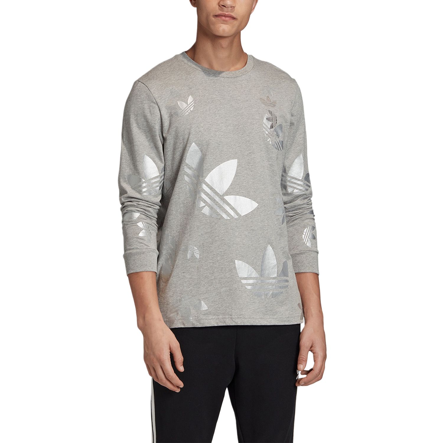 Мужской лонгслив adidas originals Trefoil Ref/Met Ls Tee (серый) — фото 3