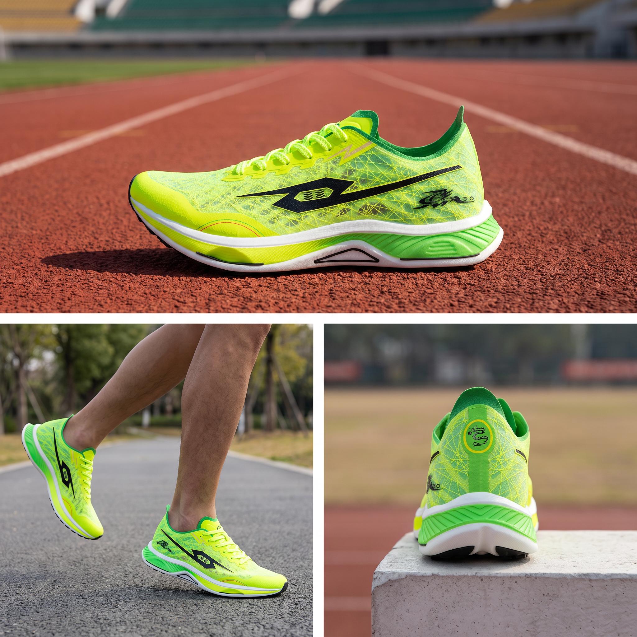TANSHEZHE Black Horse 3.0 Breathable Moisture Wicking Low top Running Shoes Unisex Neon Green