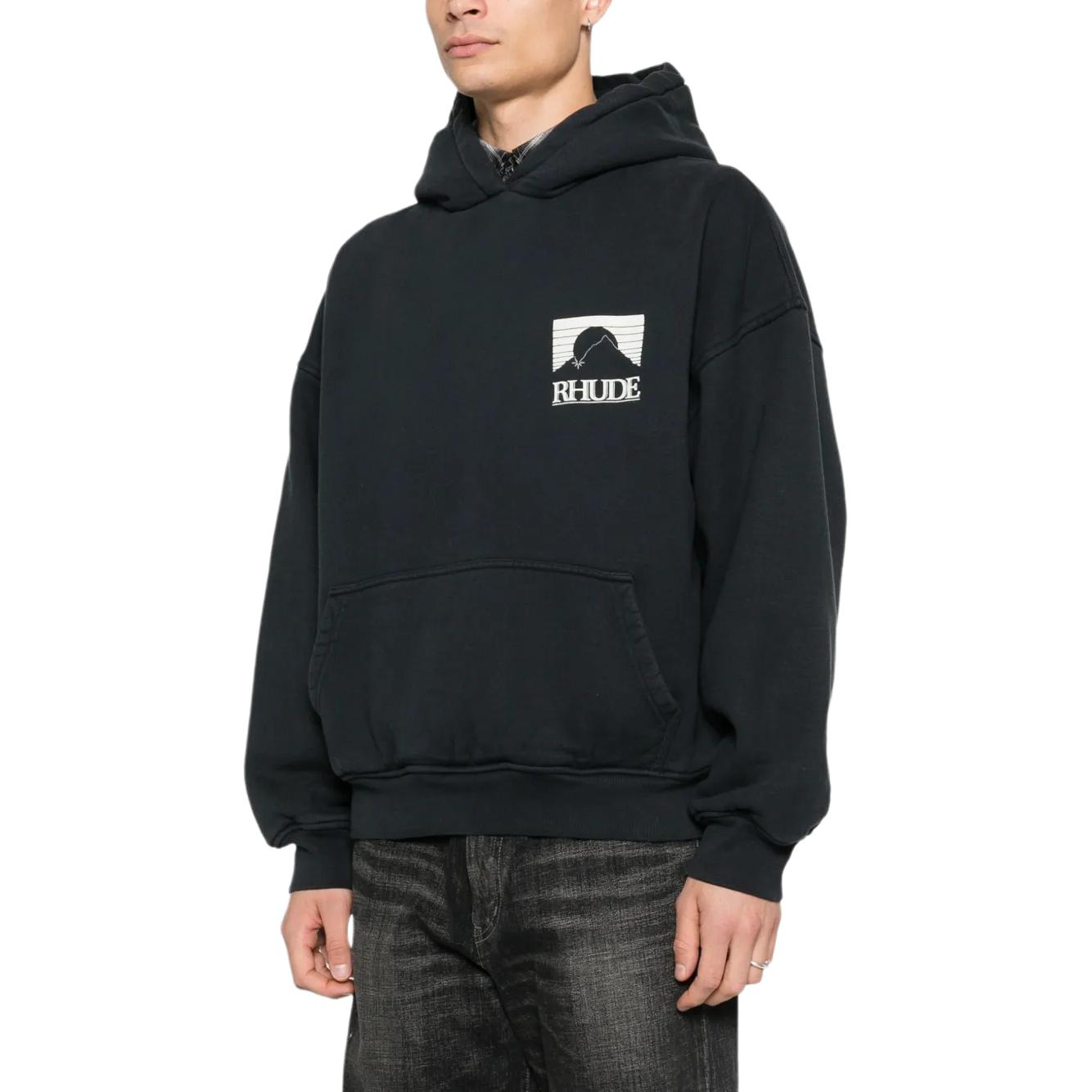 Мужское худи RHUDE Logo hoodie (черный) — фото 3