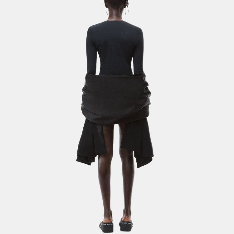 alexander wang FW21 Women’s Logo Letter Printed Long Sleeve Crystal Studded Bodysuit Black