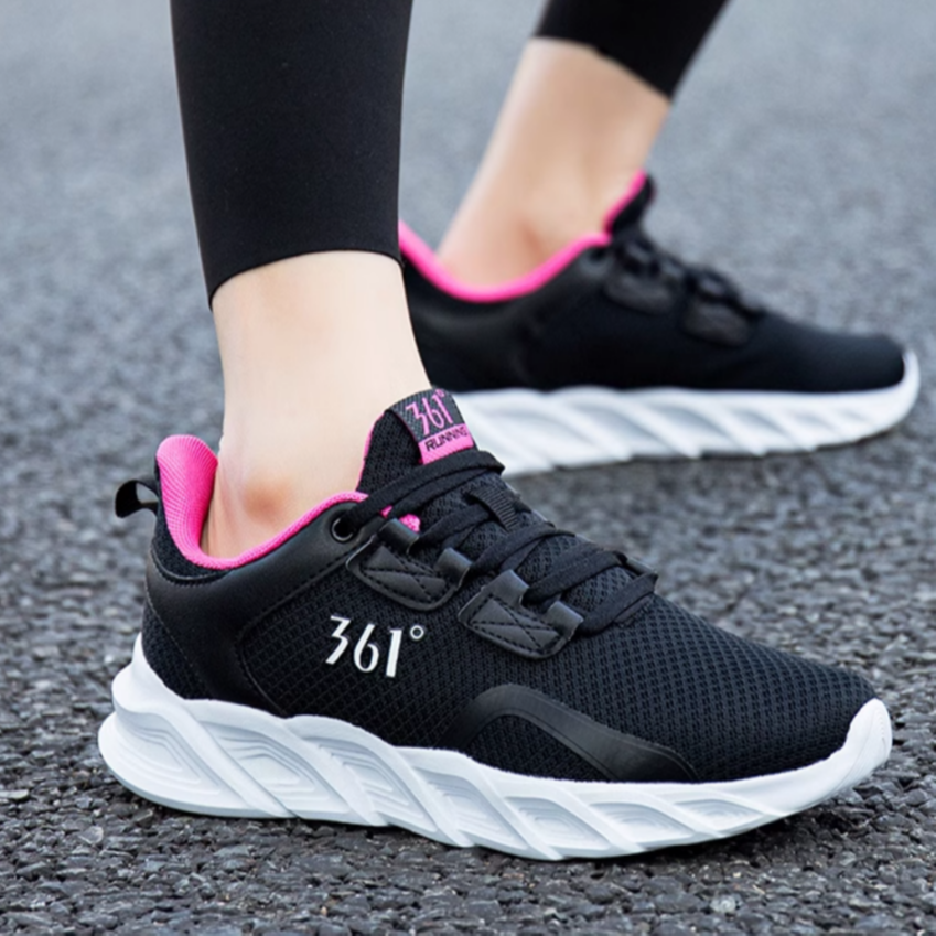 361° Breathable Mesh Cushioning, Wear Resistant Low top Running Shoes Women’s Black Pink
