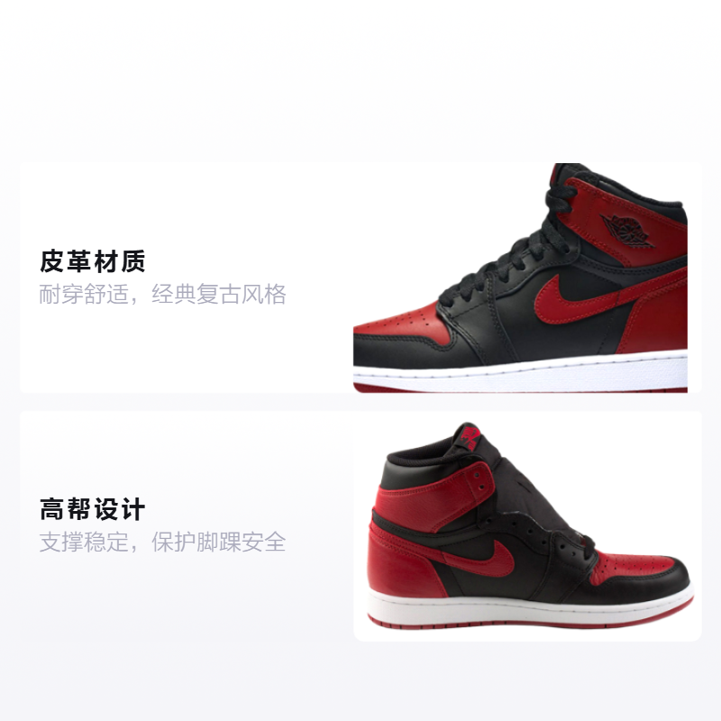 Кроссовки Jordan 1 Bred Retro GS (черно-красные) — фото 2