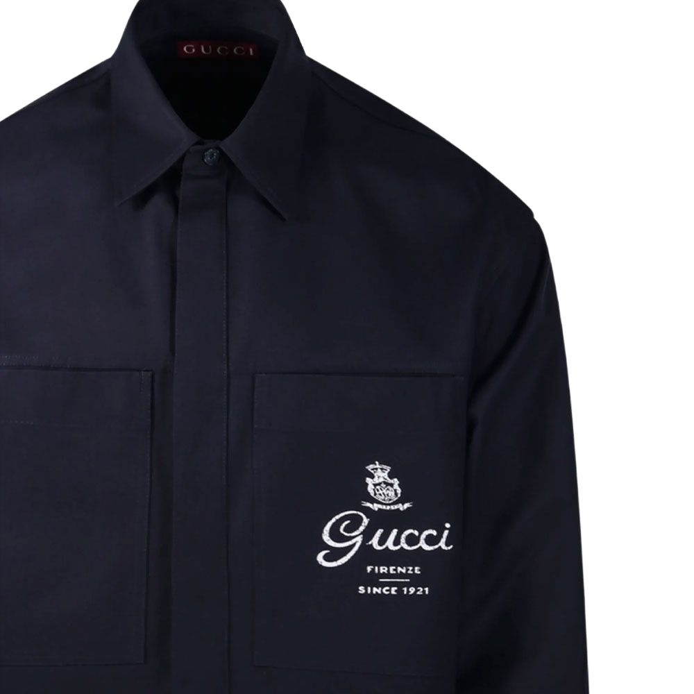 Мужская рубашка Gucci Chest Pocket (бежевая) — фото 4