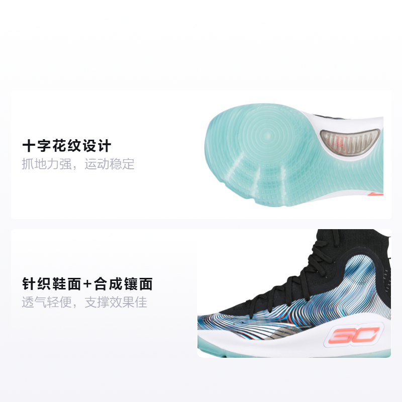 Детские кроссовки Under Armour Under Armour Curry 4 (черно-белый) — фото 2