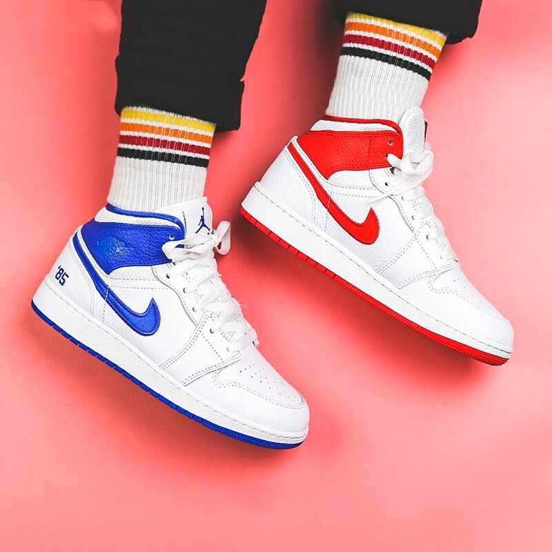 Кеды Jordan Air Jordan 1 Mid "85" (белые / красные / синие) — Белый / красный / синий — фото 10