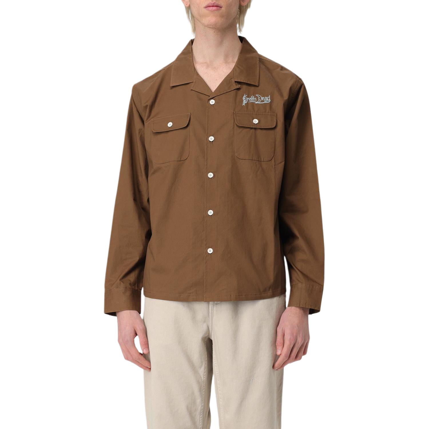 Мужская рубашка Brain Dead Pocket Shirt (коричневая) — фото 3