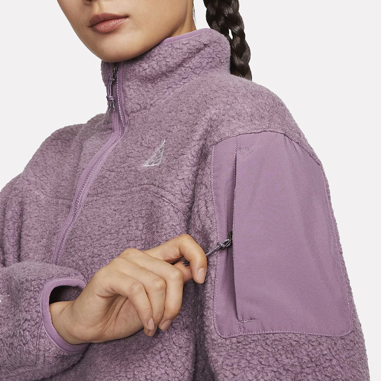 Nike Fleece Tops Women's Violet Stand Collar Moderate
