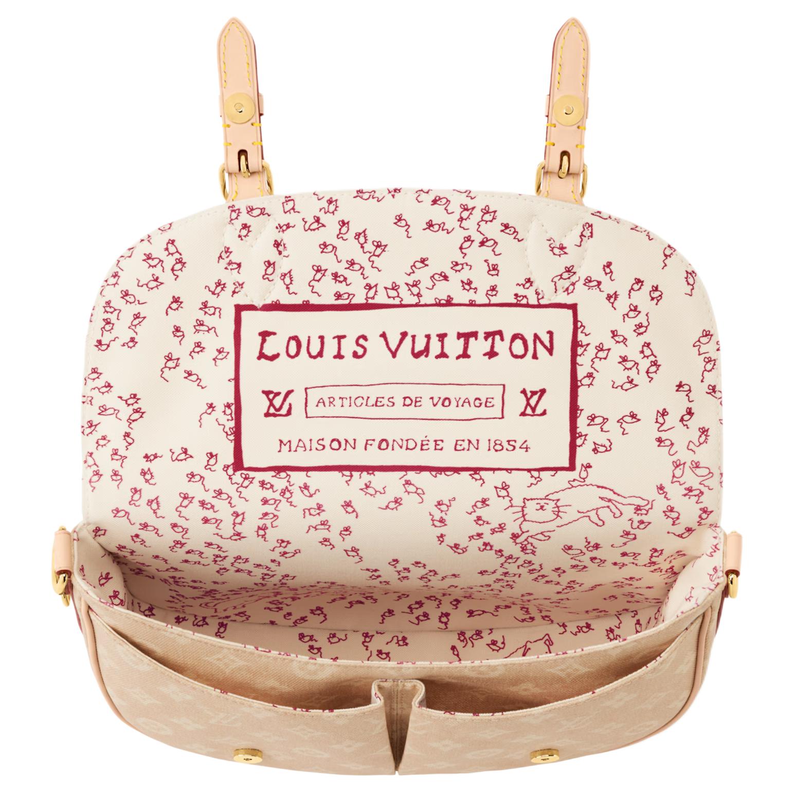 Женская сумка Louis Vuitton x Grace Coddington (бежевая) — фото 4