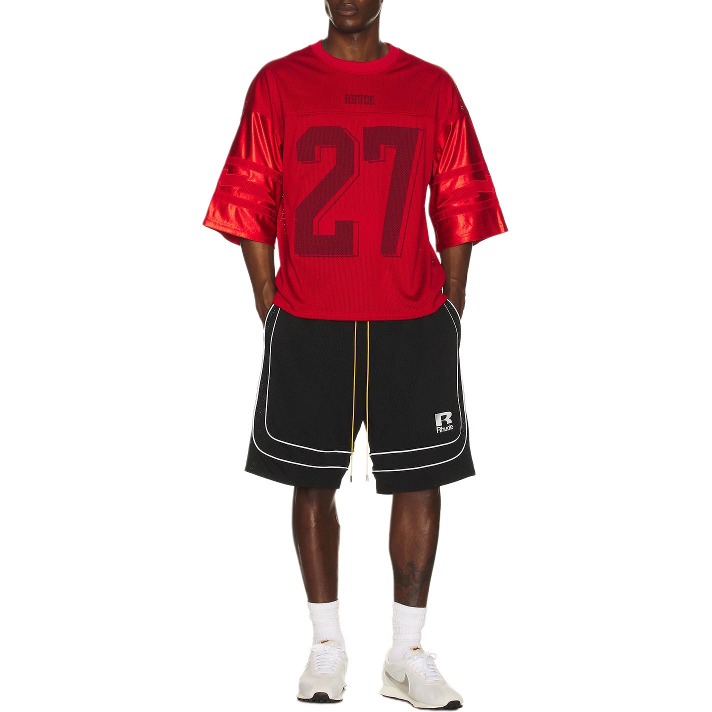 Мужская футболка RHUDE Lightning Football Jersey Logo (черно-белая) — фото 3