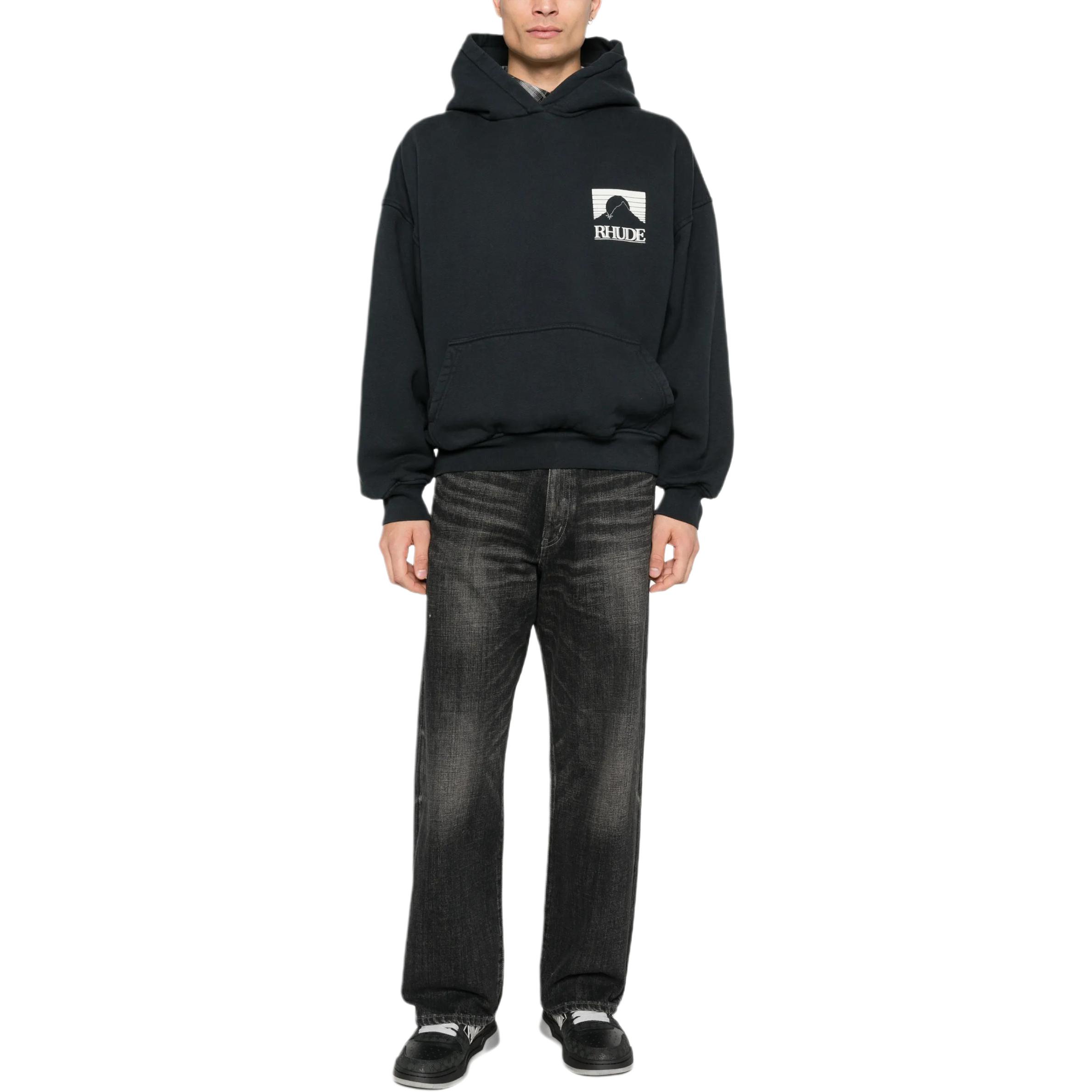 Мужское худи RHUDE Logo hoodie (черный) — фото 4