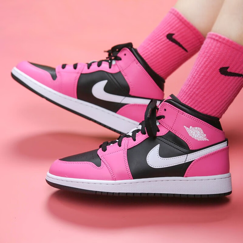 Кеды Jordan JordanAir 1 Mid "Pinksicle" (черно-розовые) — Чёрныйрозовый — фото 4