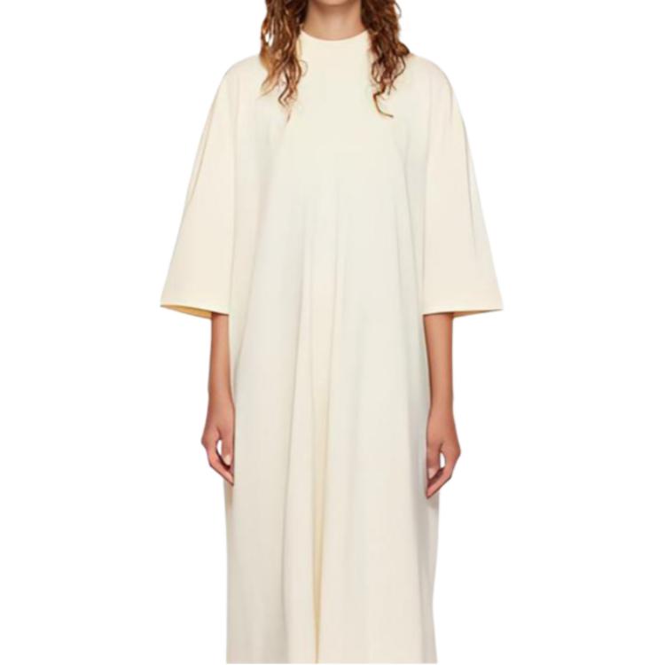 Женское платье Fear of God Essentials FW22 Off White Short Sleeve Midi Dress Egg Shell (кремовое) — фото 5