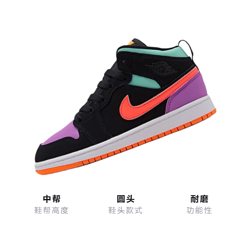 Детские кроссовки Jordan Air Jordan 1 (черно-оранжевый) — фото 3