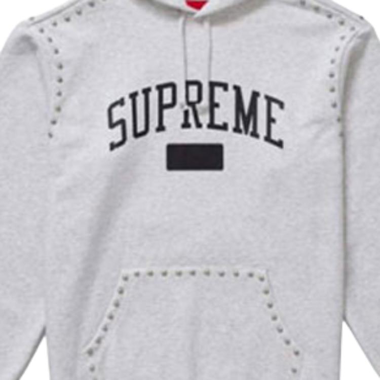 Худи Supreme FW18 Studded Hooded Sweatshirt Ash Grey (серое) — фото 4