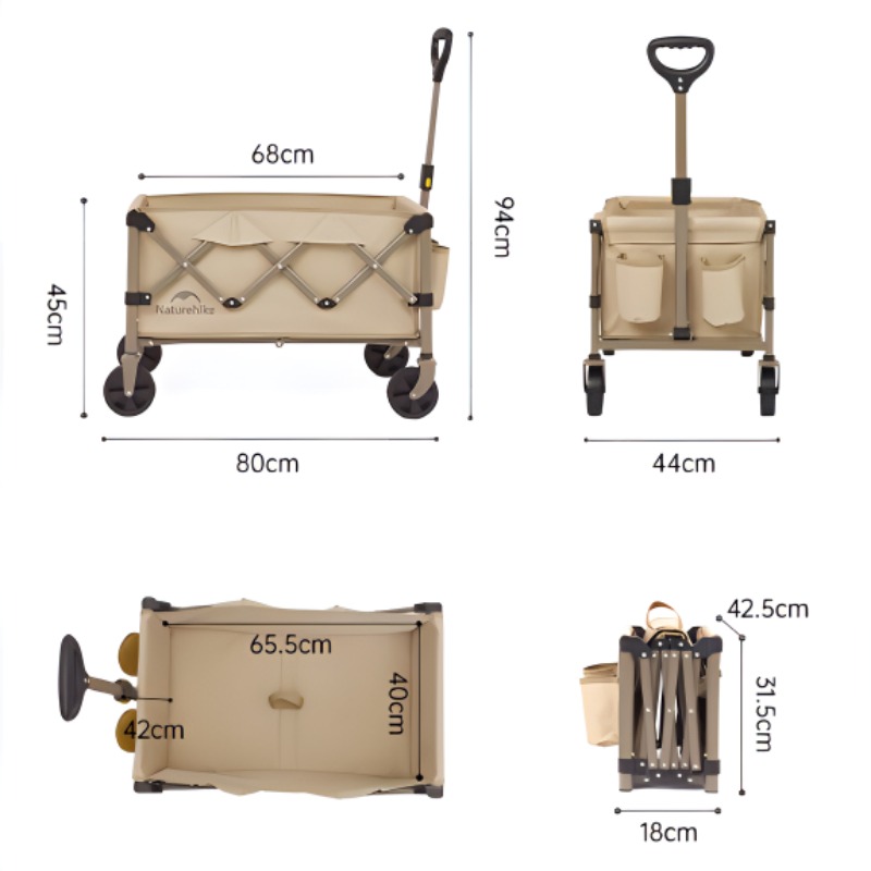 NATUREHIKE Outdoor Camping Gear/Outdoor Camp Carts Outdoor Equipment Linen Brown [‘200’, 149259]Catties Load Capacity