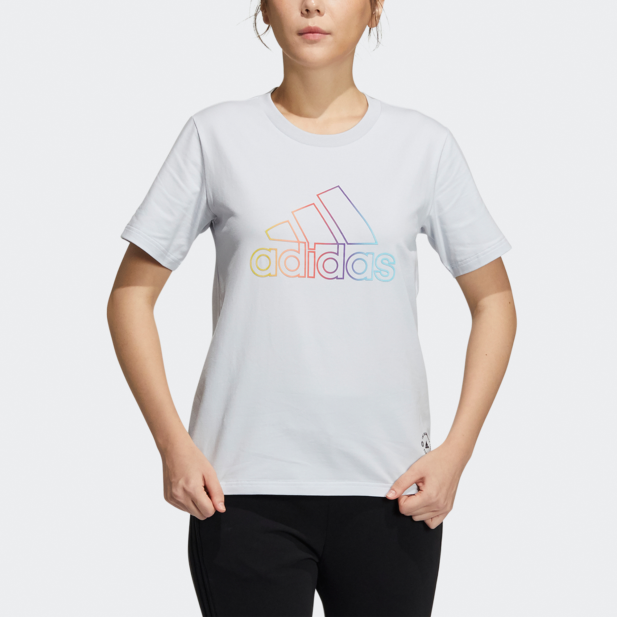 Женские футболка adidas W Bos Tee (светло-голубая) — фото 4