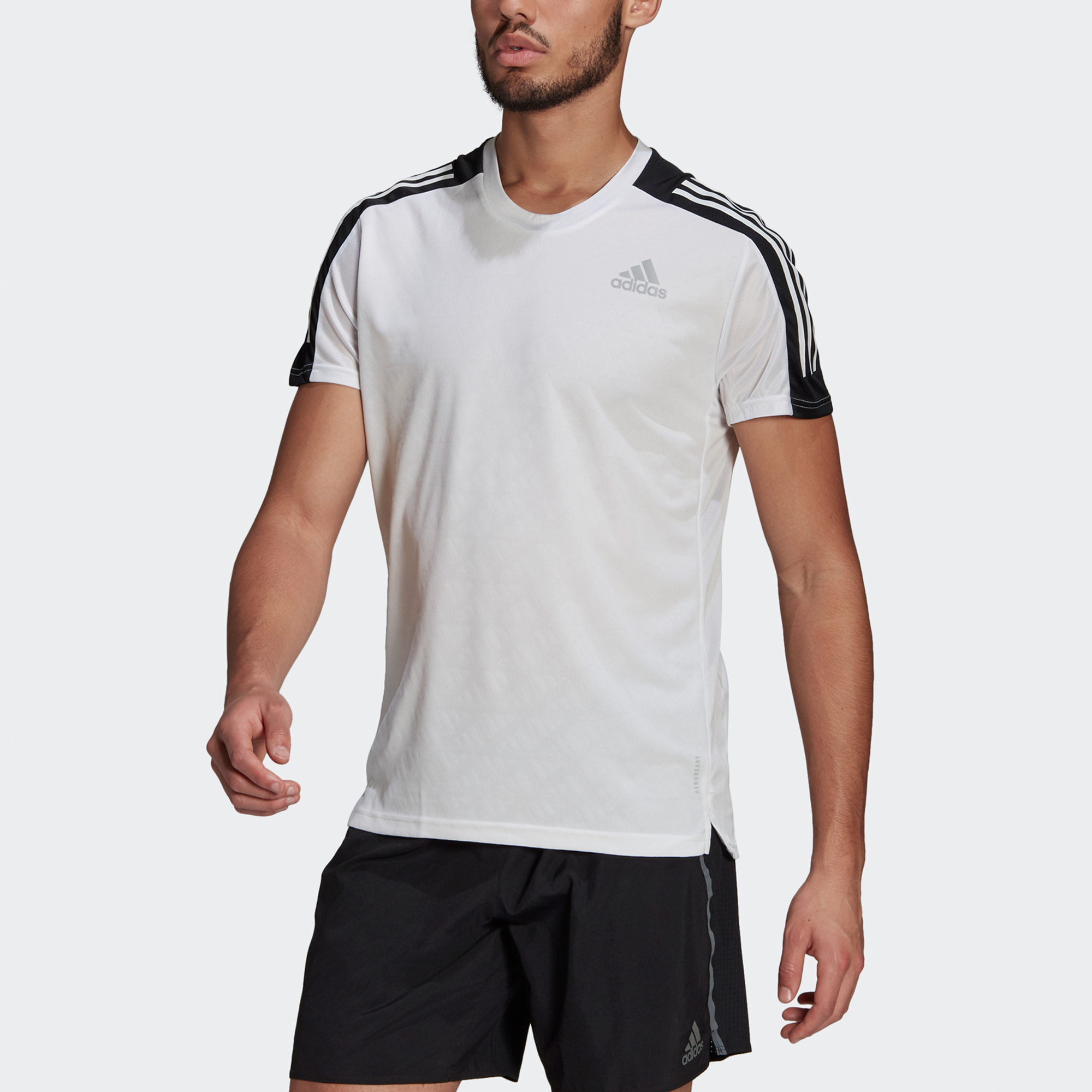 Adidas Running T Shirts Men’s White Crew Neck Moderate Other