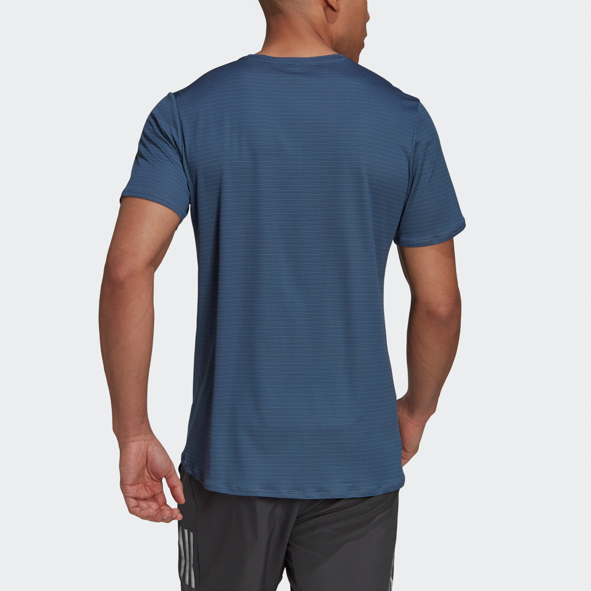 Adidas Running T Shirts Men’s Tech Blue Crew Neck Moderate Straight Fit