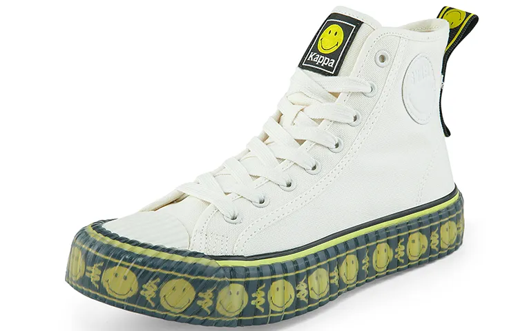 Kappa SMILEY Collaboration Abrasion Resistant High Top Canvas Shoes Unisex