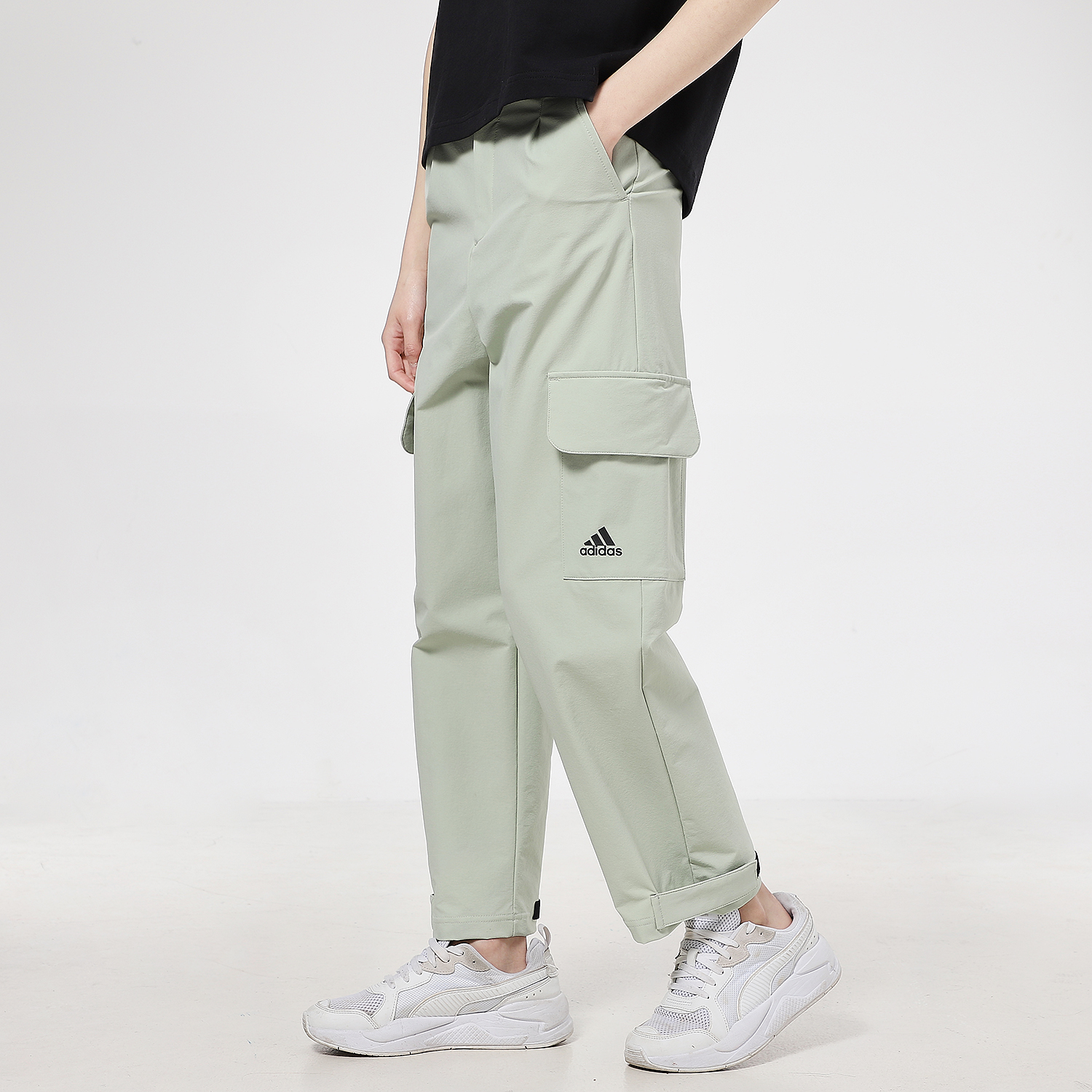Женские штаны adidas (серо-зеленые) — фото 4