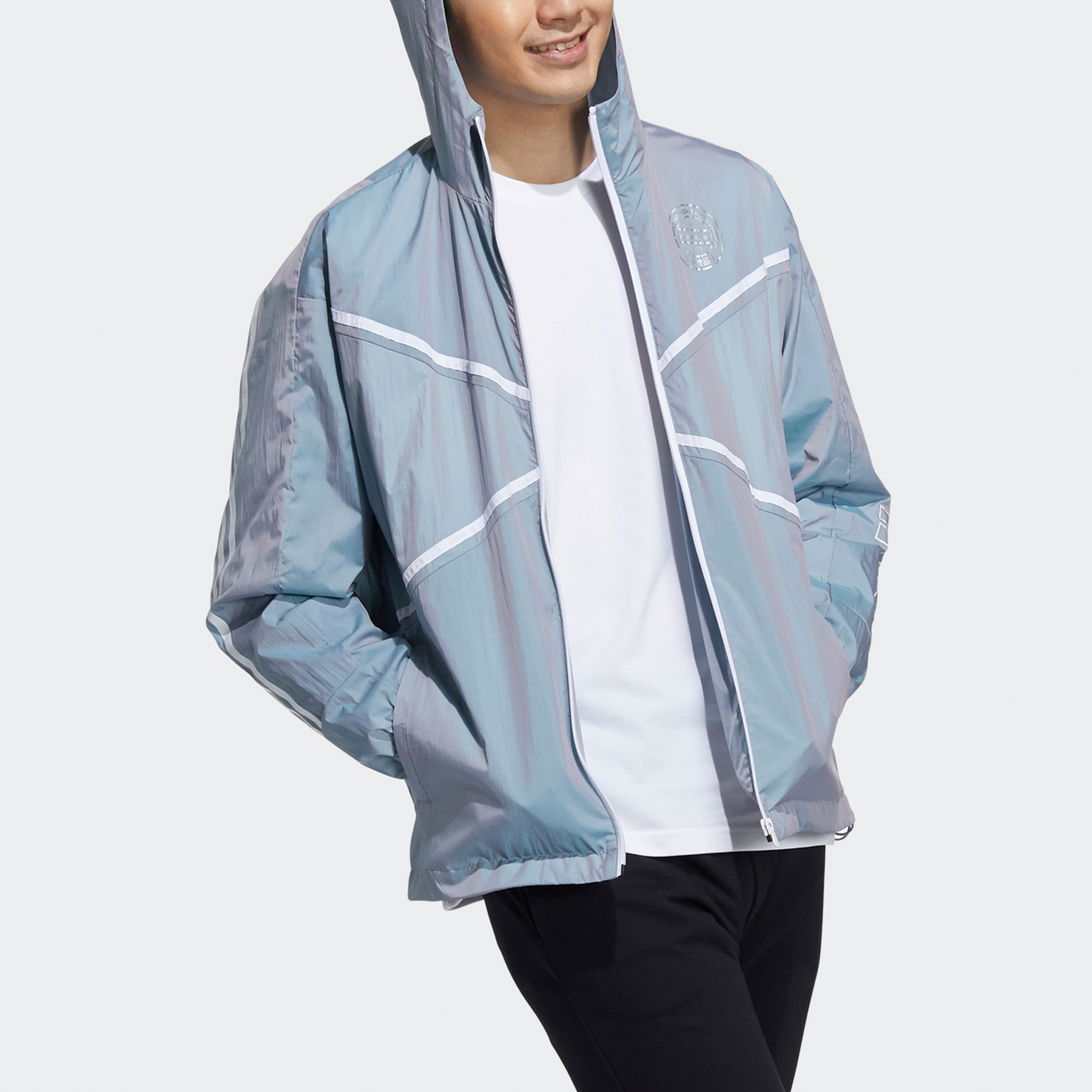 Мужская куртка adidas neo M Hype Wb Q2 (голубая) — фото 4