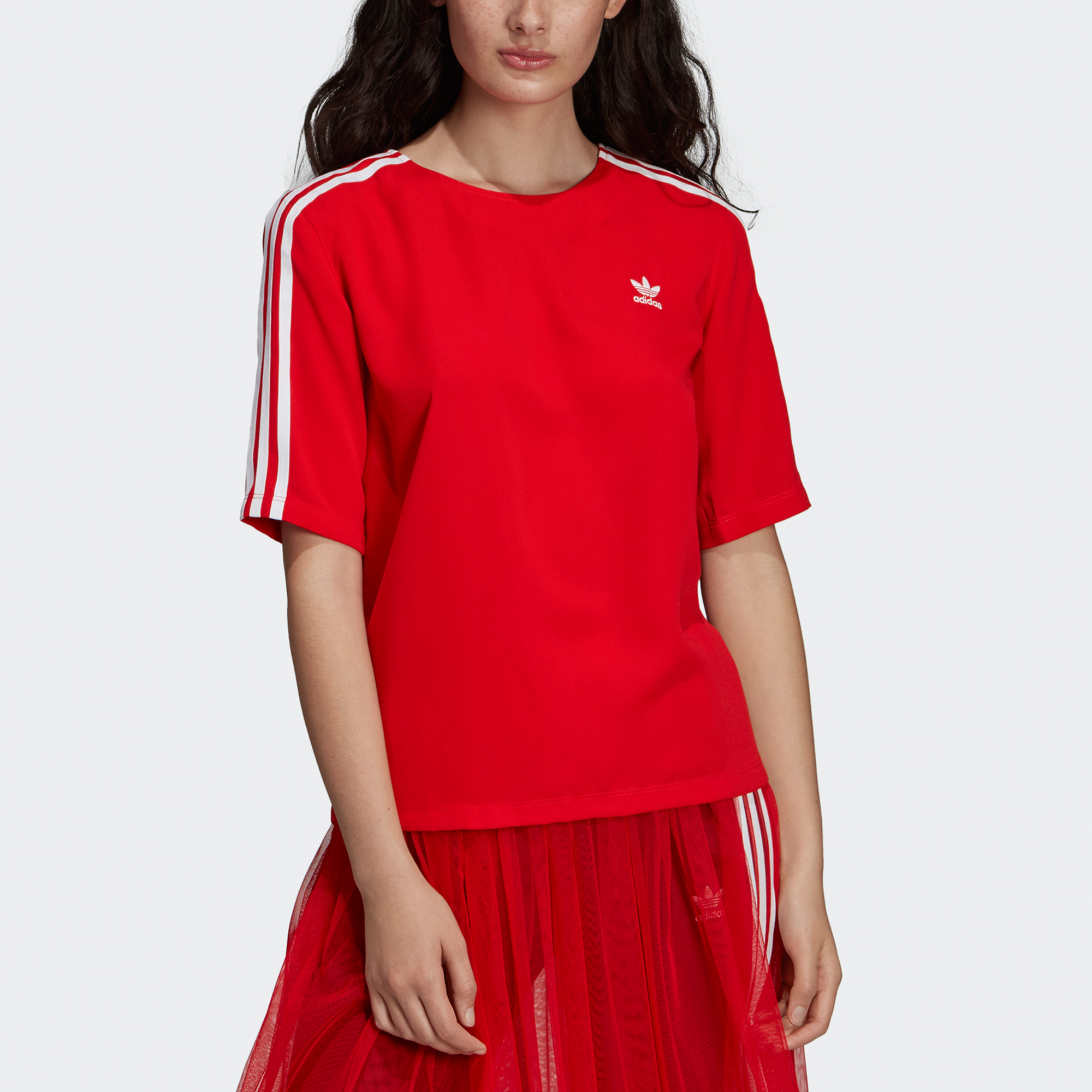 Женская футболка adidas originals 3-Stripes Tee (красный) — фото 3