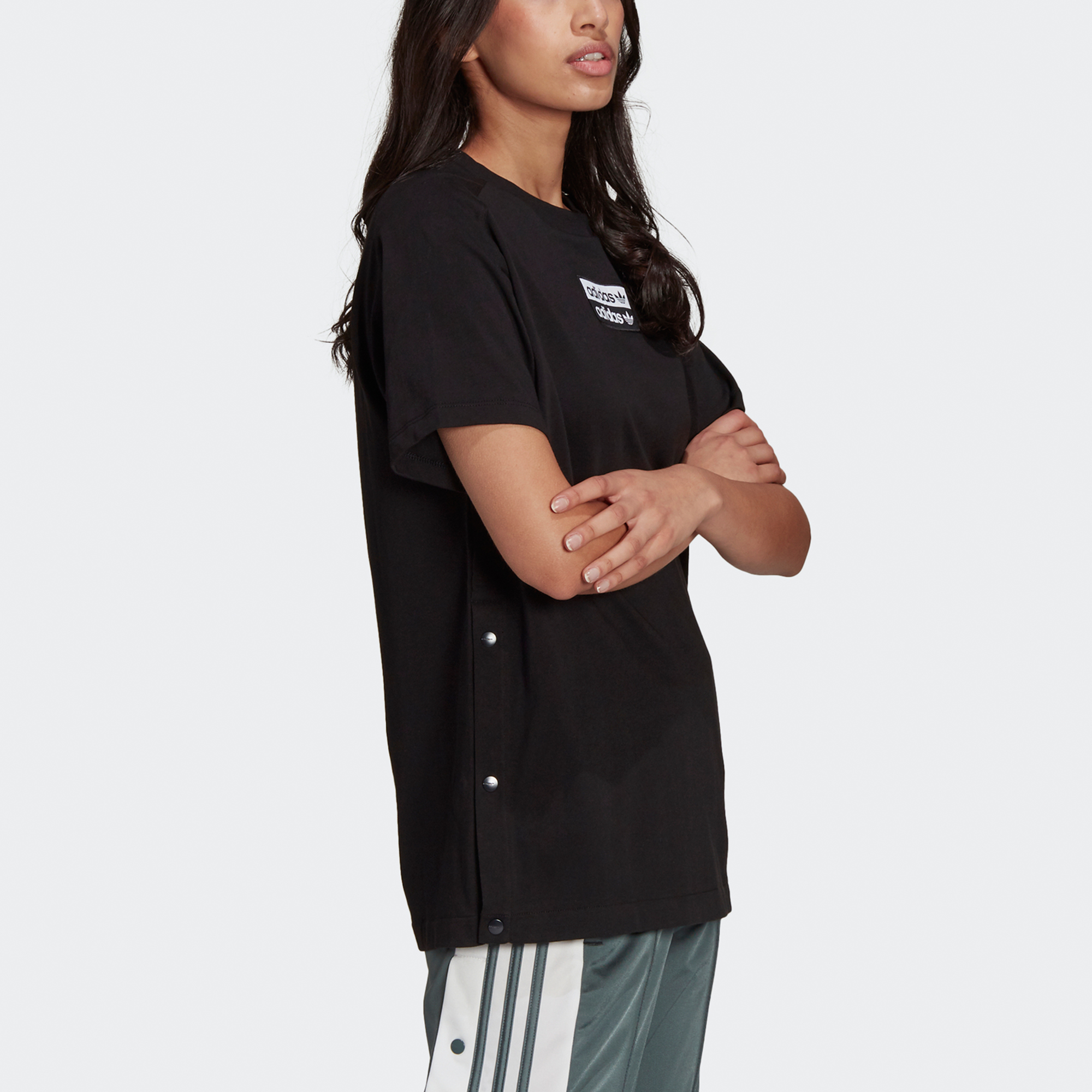 Женская футболка adidas с кнопками (черная) — фото 4