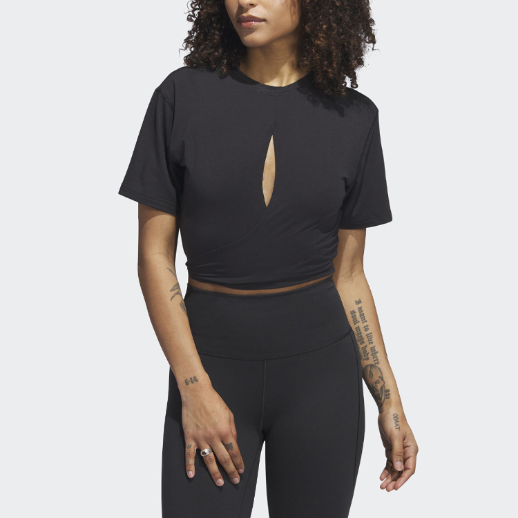 Adidas Yoga T Shirts Women’s Black Crew Neck Moderate