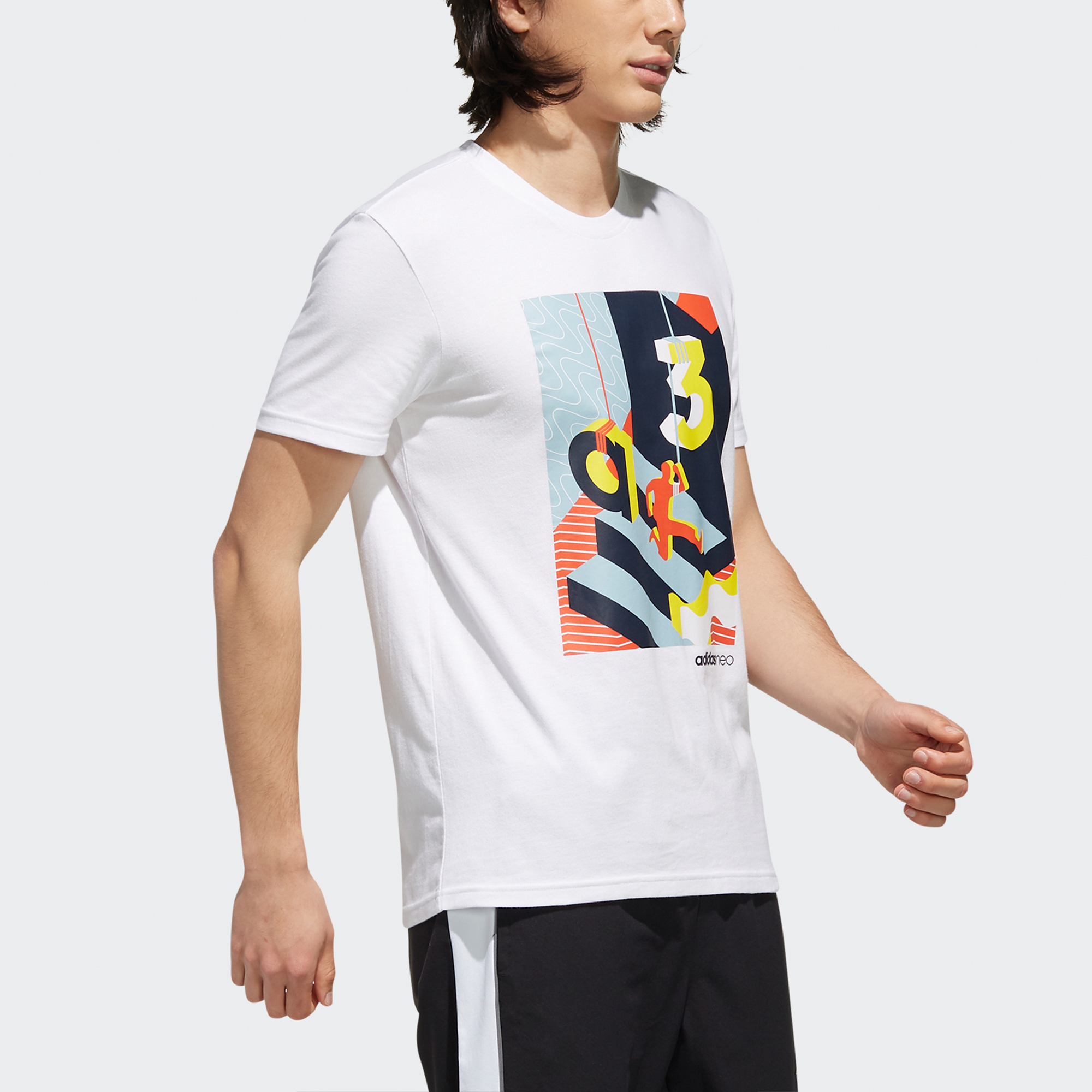 Мужская футболка adidas neo (белая) — фото 4