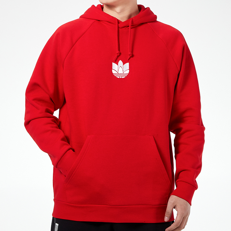Мужское худи adidas originals 3d Trefoil Hood Logo (красное) — фото 3
