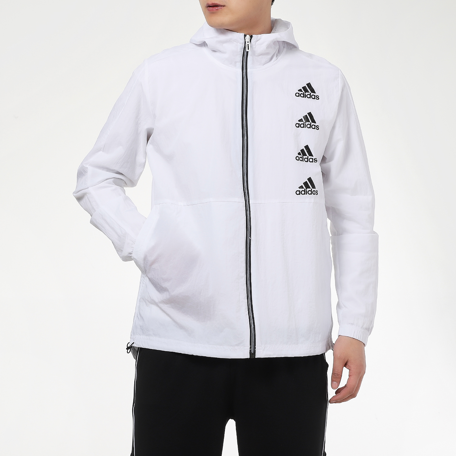 Мужская куртка adidas со светоотражающим логотипом (белая) — фото 3