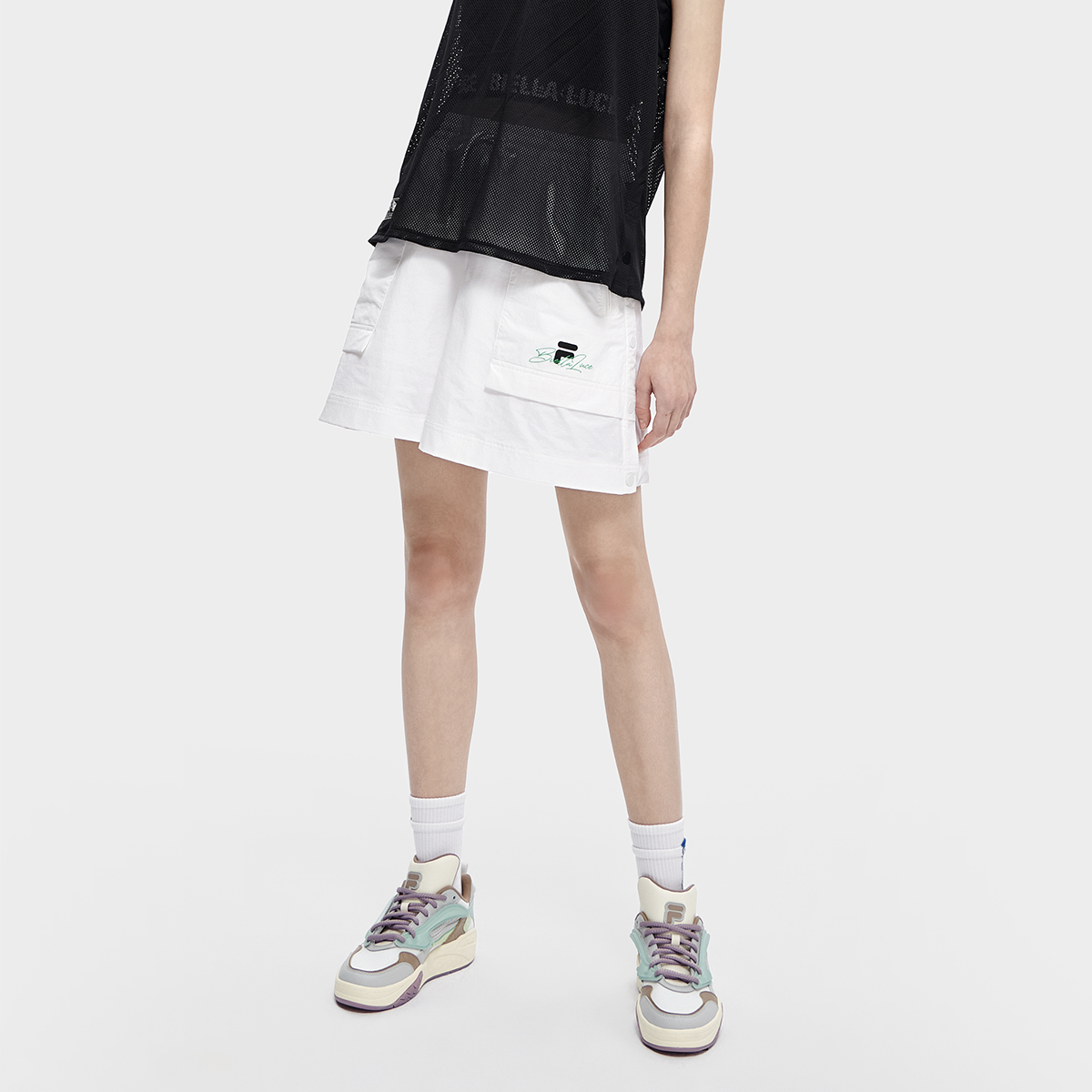 FILA FUSION Sports Shorts Women’s Standard White Moderate Wide Leg Pants
