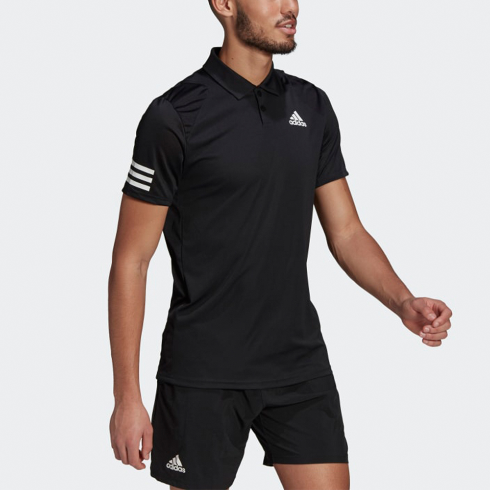 Мужская футболка-поло adidas (черная) — фото 3