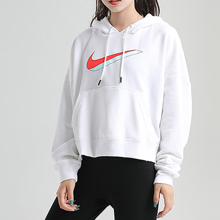 Женское худи Nike W nsw icn clsh flc hoodie ft (белый) — фото 4