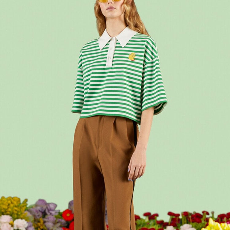 Женская футболка Gucci SS23 Logo Polo (зеленая) — фото 5