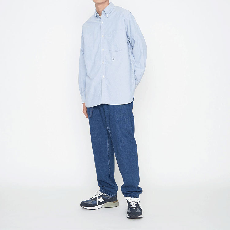 Рубашка nanamica FW21 Button Down Wind Shirt (синяя) — фото 4