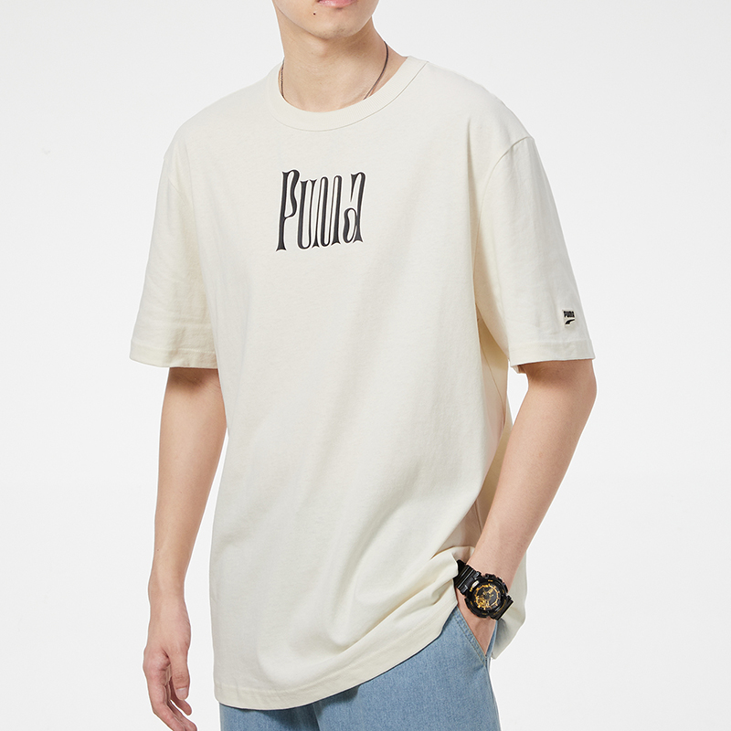 Мужская футболка PUMA С принтом (бежевая) — фото 5
