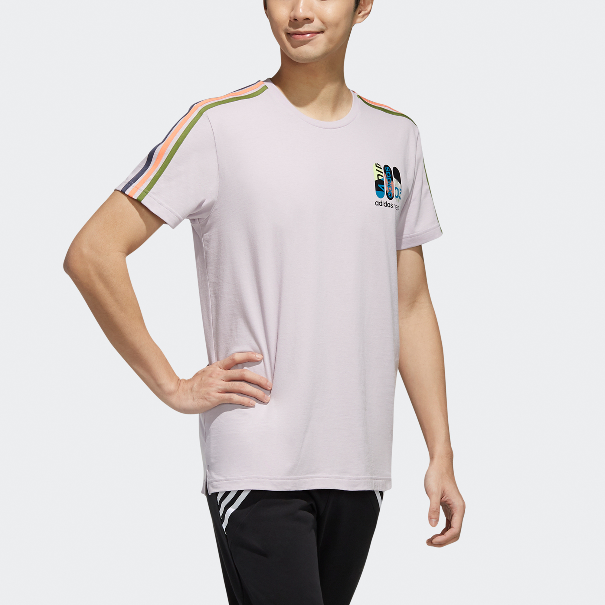 Мужская футболка adidas neo T (фиолетово-розовая) — фото 5