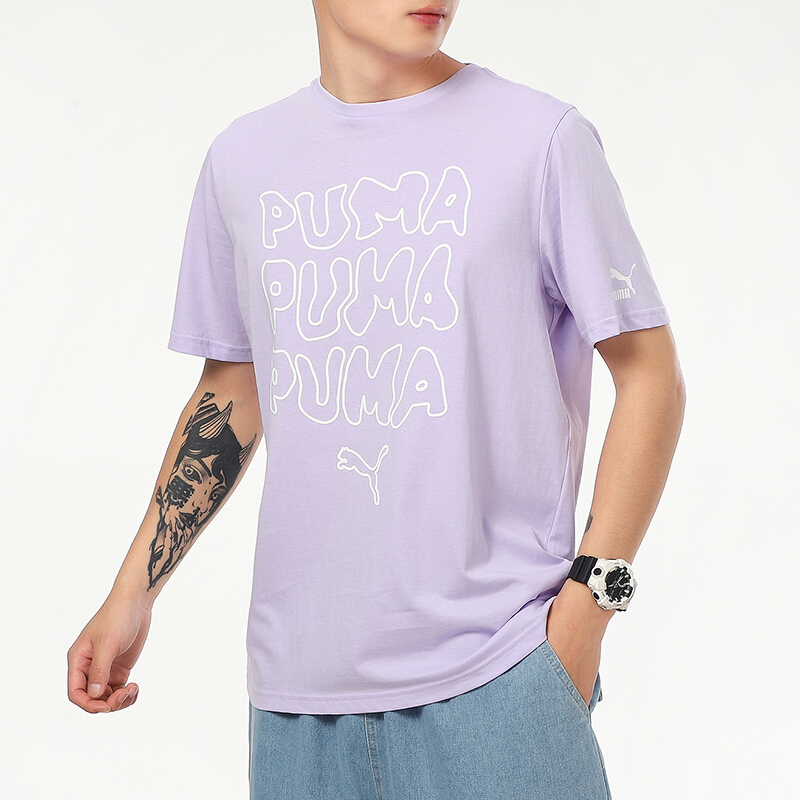 Мужская футболка PUMA (светло-фиолетовая) — фото 4